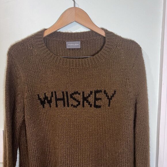 Wooden Ships Sweater Size Small Oversized Whiskey Wool Blend Brown Crew neck - Picture 3 of 9